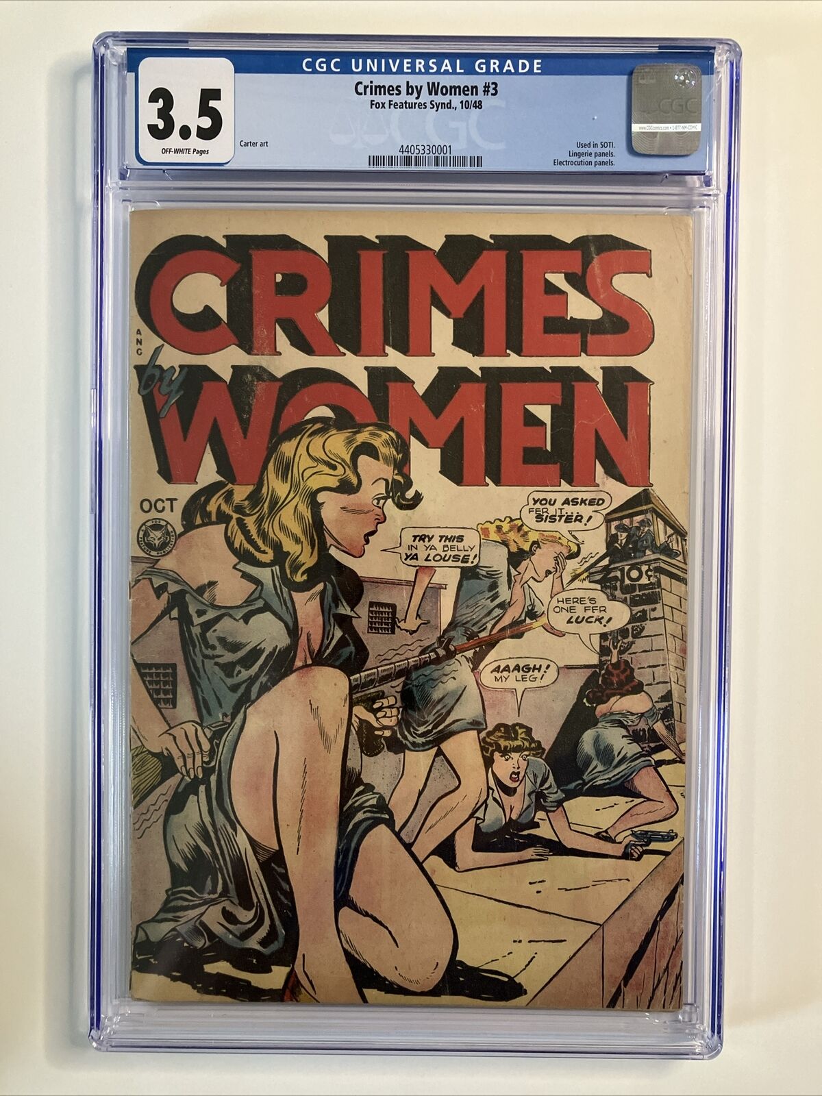 Crimes By Women #3 (1948) CGC 3.5 SOTI Fox Features Syndicate GGA Headlights