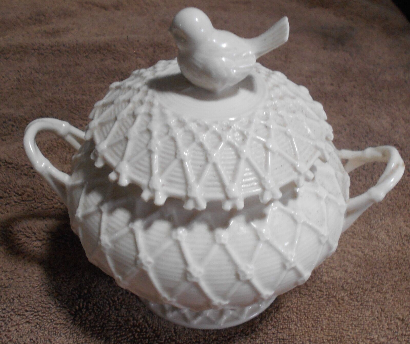 Paris Royal Porcelain Bird & Lattice Covered Bowl/Jar