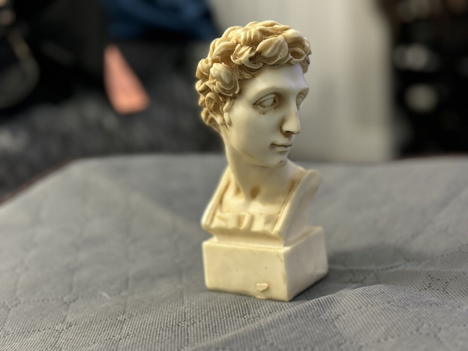 Classic Greco Roman Bust Alexander Caesar Augustus Beautiful Resin 6” Sculpture