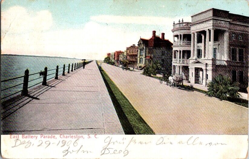 Vintage Postcard East Battery Park Charleston SC South Carolina 1906       J-041