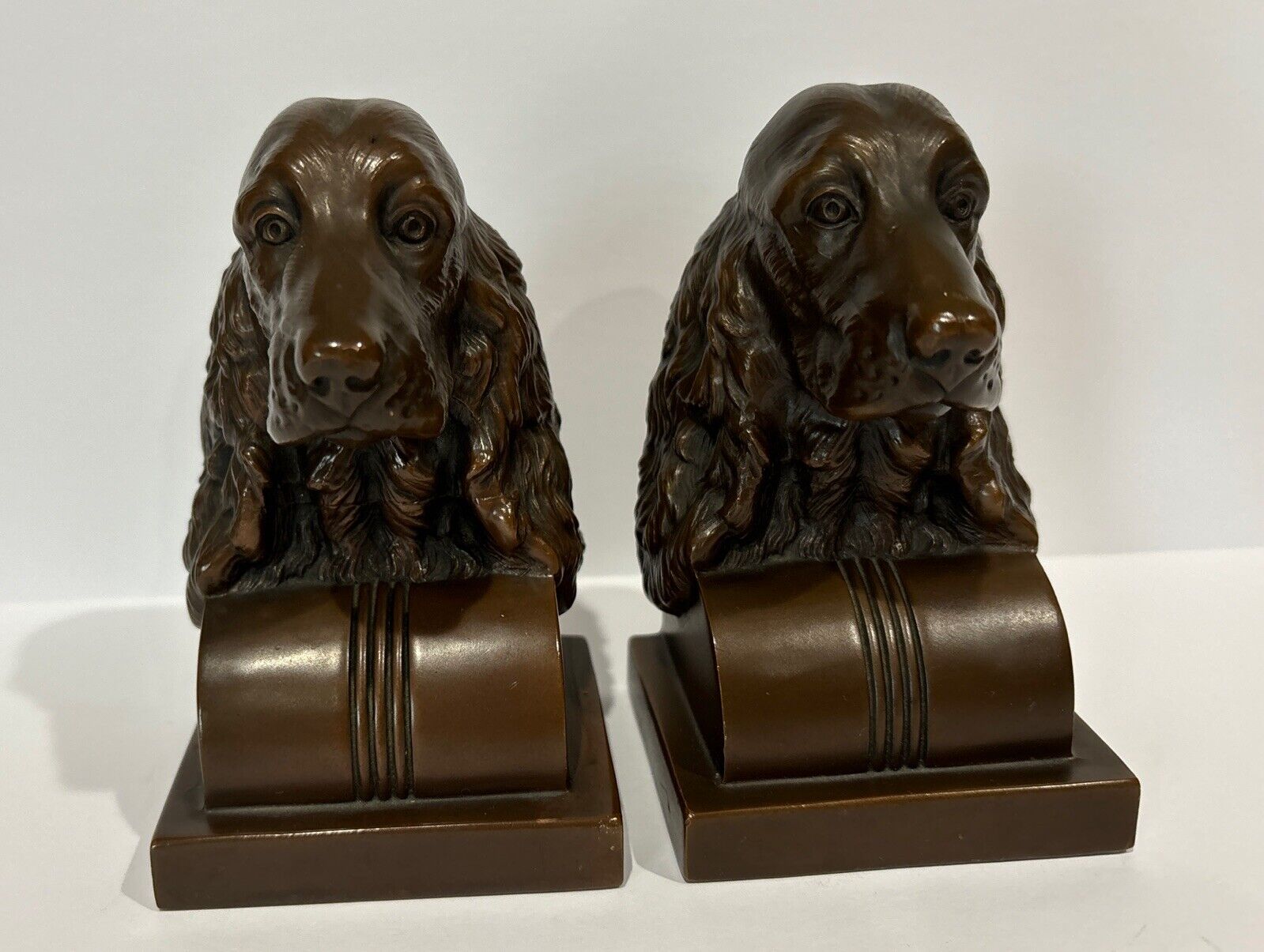 Vintage Jennings Brothers bookends, Cocker Spaniels, circa 1927, dogs, JB 1029