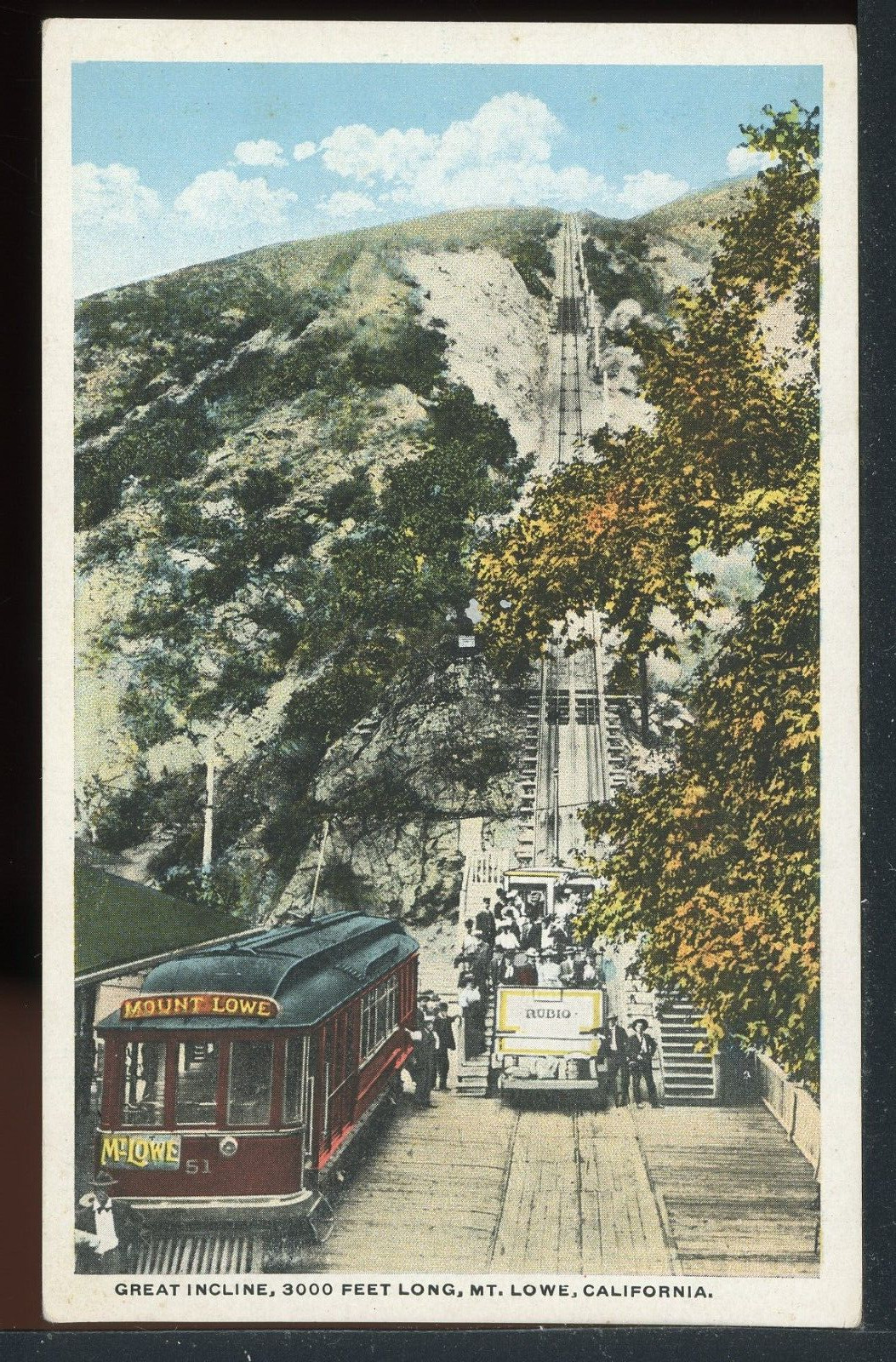 1919 The Great Incline Mt. Lowe Railway California Historic Vintage Postcard