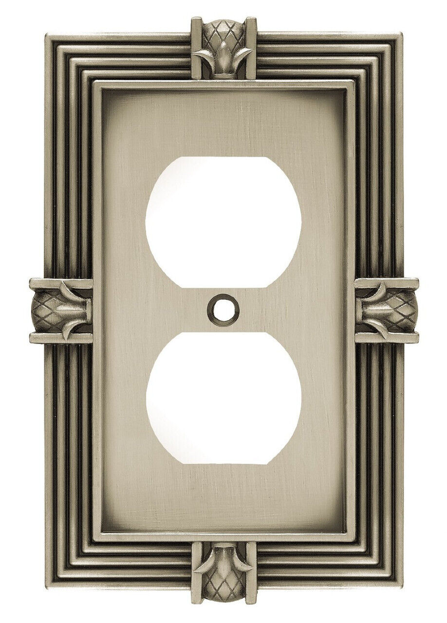 (5 Pack) Pineapple Single Duplex Wall Plate - Brushed Satin Pewter (64462)