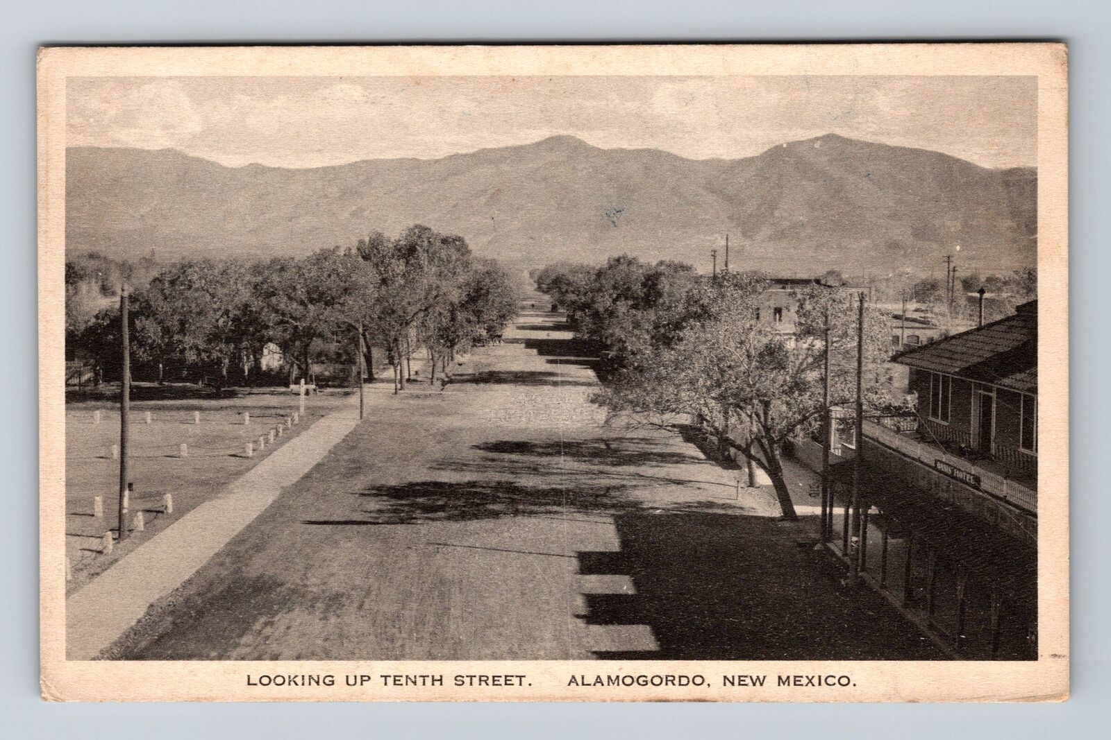 Alamogordo NM-New Mexico, Aerial Looking Up Tenth Street, Vintage Postcard