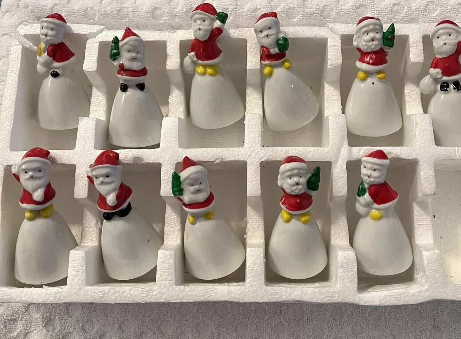 Lot Of 11 - Merri Bells Bisque Porcelain Santa Bells. Handcrafted In Taiwan Rare