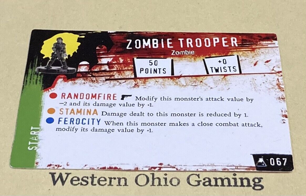 Horrorclix Zombie Trooper #067 Rookie CARD ONLY USED The Lab