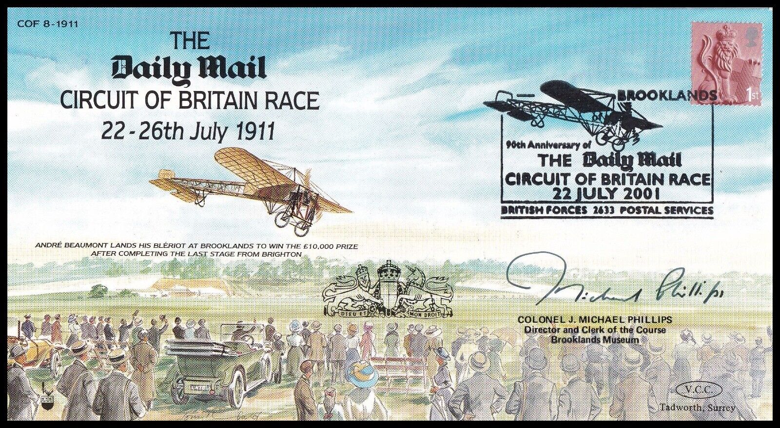 Col J. MICHAEL PHILLIPS Signed COF8 The Daily Mail Circuit of Britain Race Cover