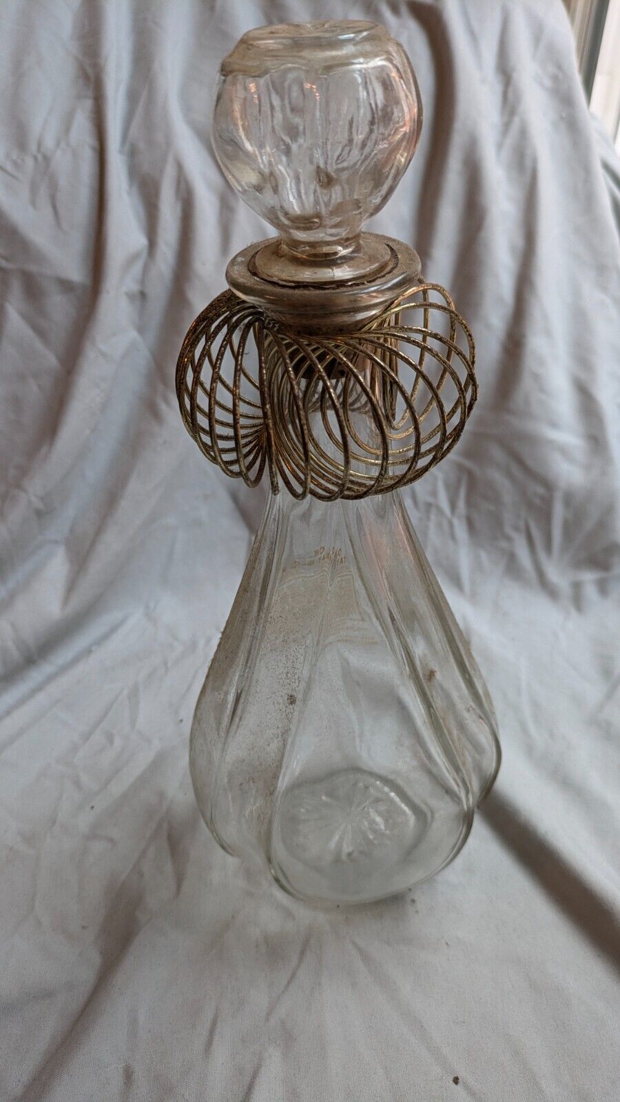Vintage Old Taylor Genie-Style Glass Whiskey Bottle with matching glass stopper