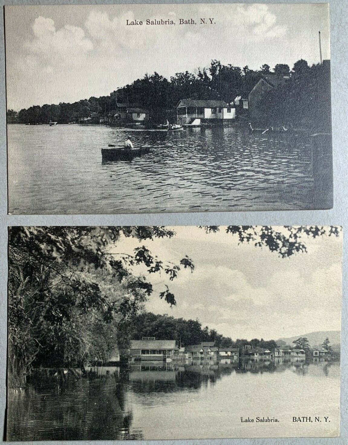 Lot of 2 Postcards Bath NY - Lake Salubria Views