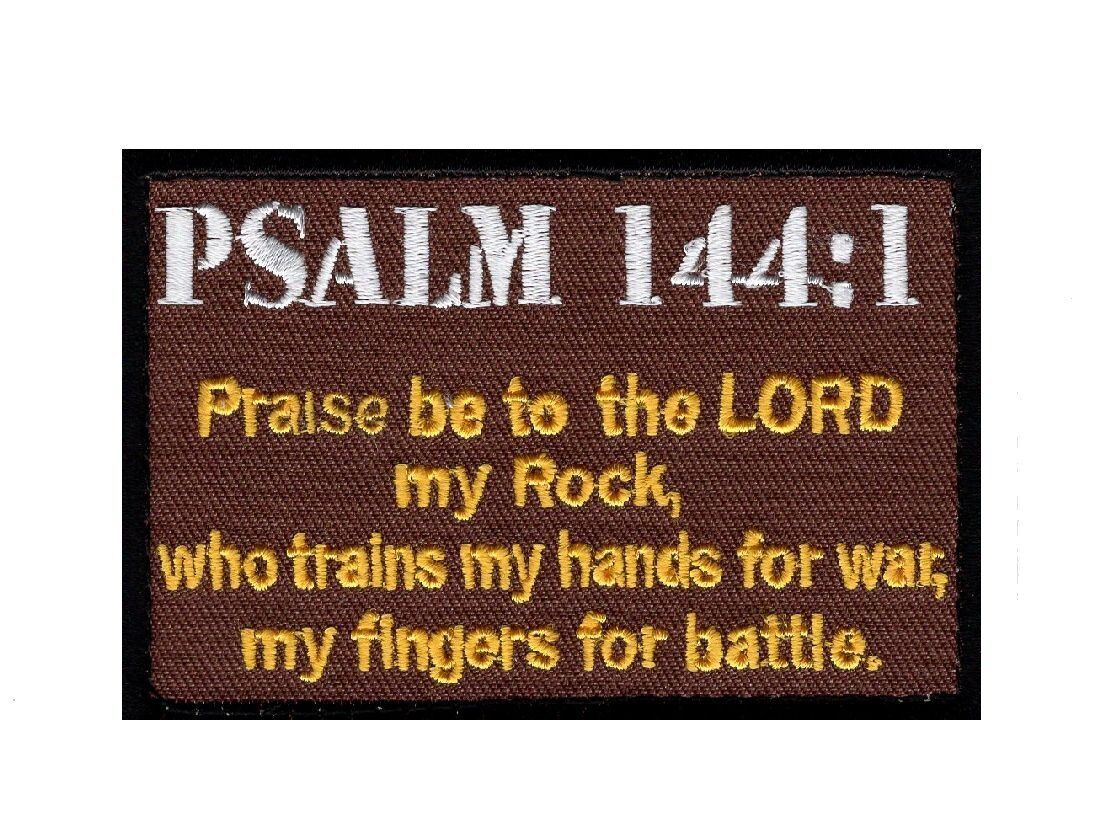 Psalm 144:1 Embroidered In God lord Hook Patch 