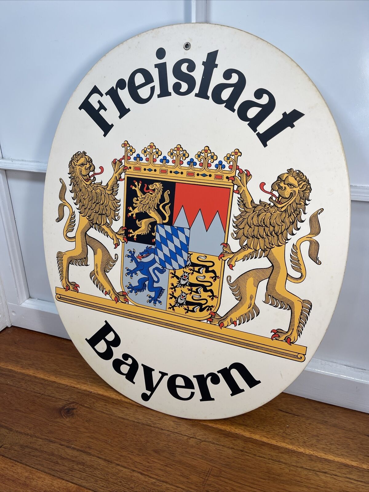 Free State Of BAVARIA Plaque -FREISTAAT BAYERN Germany 2 Sided - Crest Lion Vtg