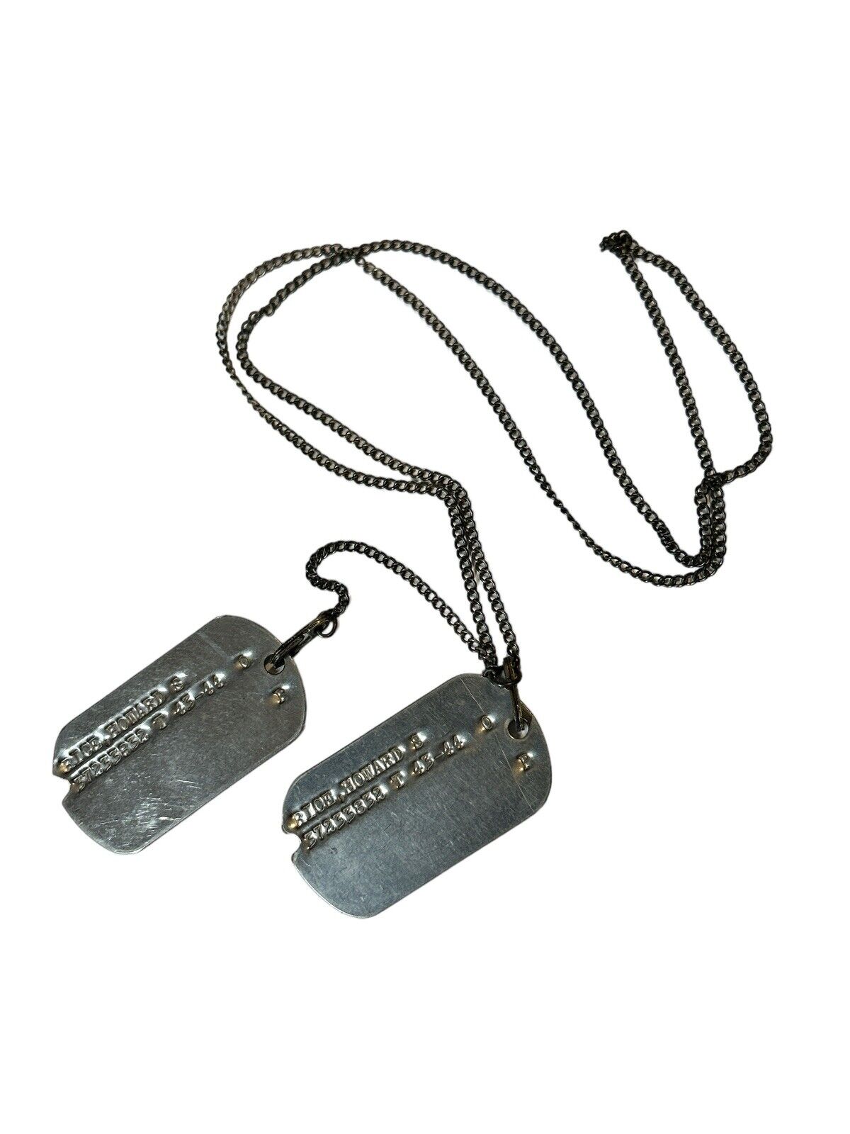 Authentic WW2 ARMY Double Dog Tag Notched 43-44 Draftee 7th Corps Original Chain