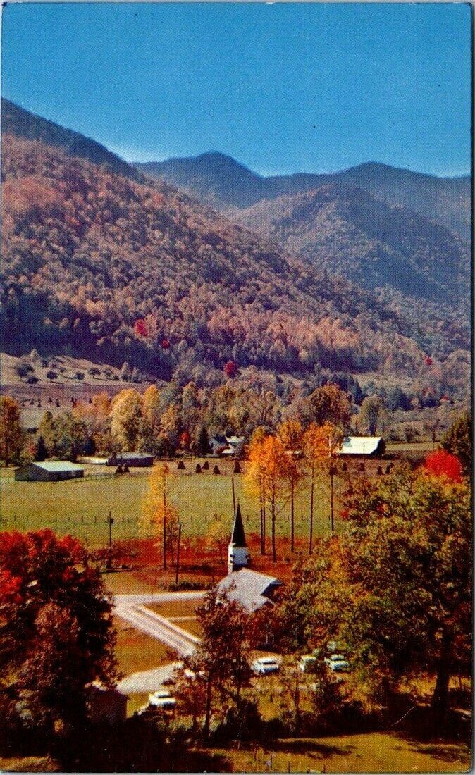 Autumn Scene on Hwy 19 Maggie Valley North Carolina Vintage Postcard