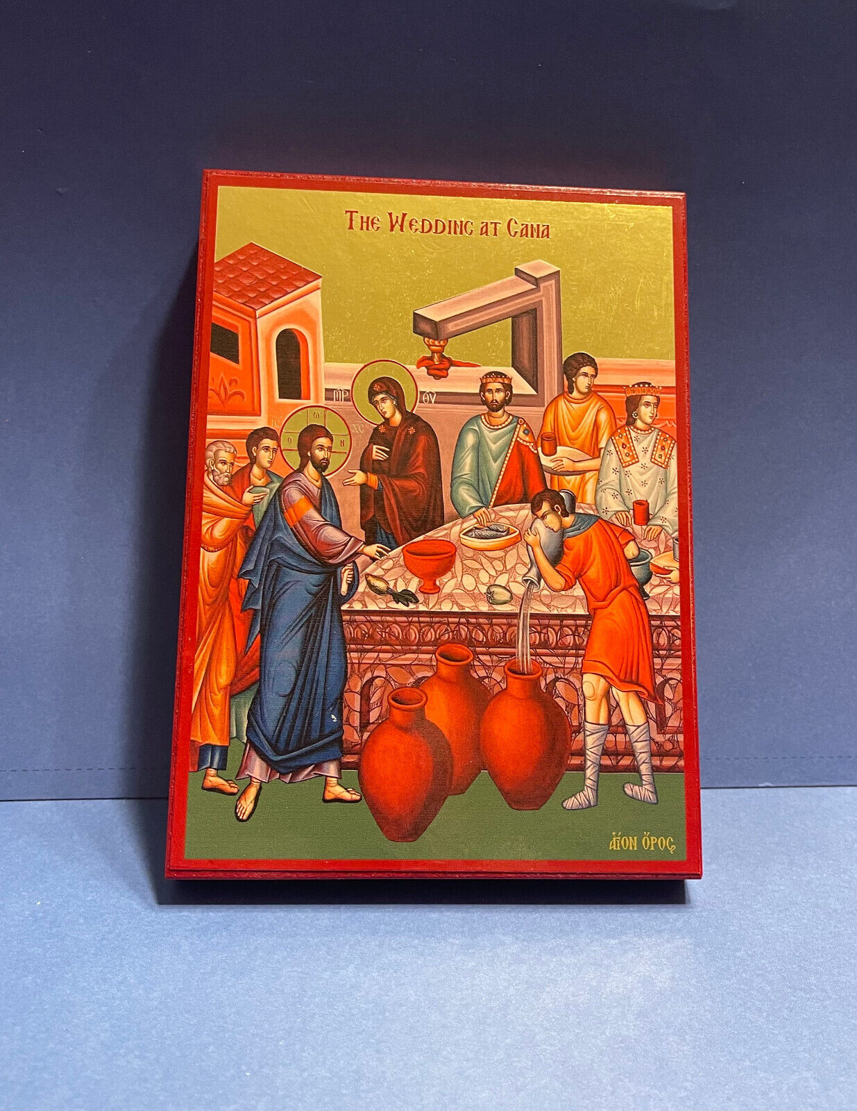 Wedding of Cana - Orthodox high quality byzantine style Wooden Icon 5x7 inches