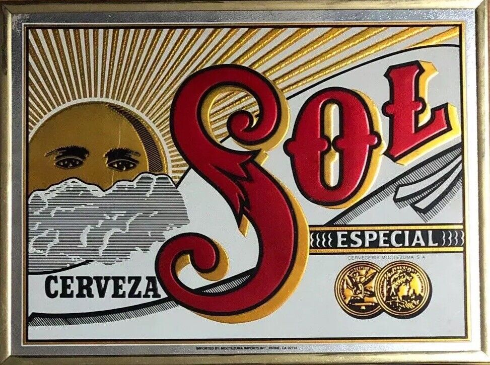 VINTAGE Sol Cerveza Especial Beer Display Man Cave 12x16