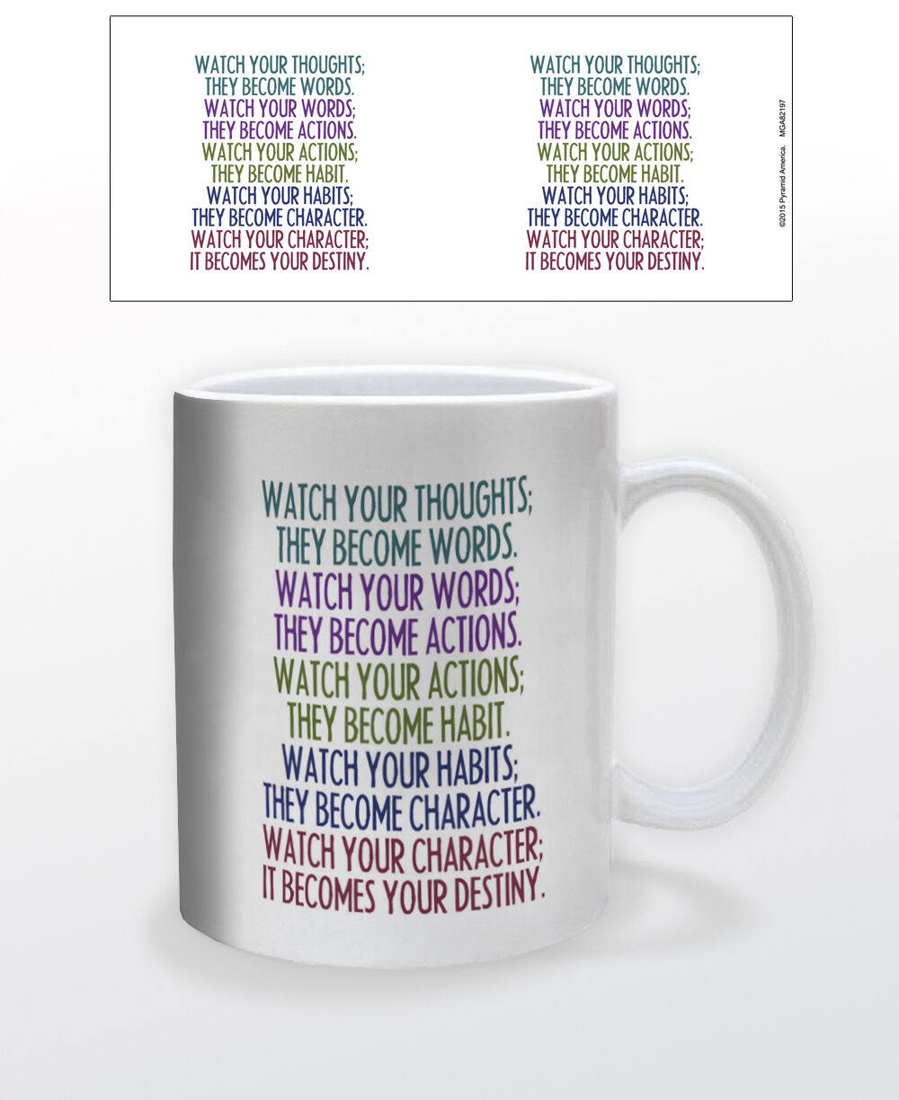 WATCH YOUR THOUGHTS 11 OZ COFFEE MUG TEA CUP MOTIVATION INSPIRATION QUOTES INSPO