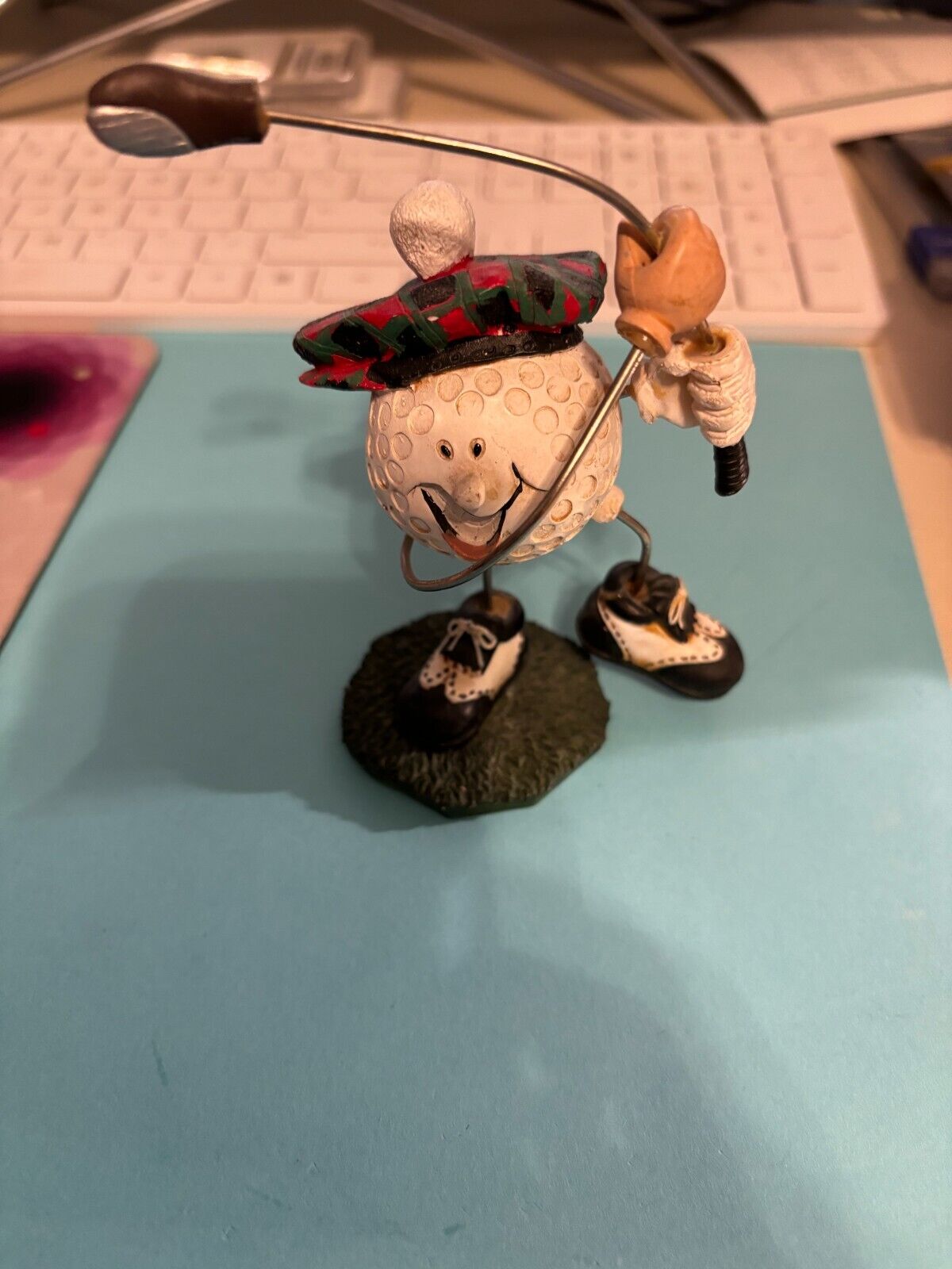 Vintage Scottish Resin Happy Golfer Golf Ball Smiling Figurine