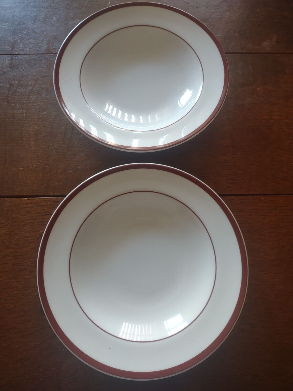 2 Williams Sonoma Large Rimmed Soup Bowls --- Brasserie Maroon