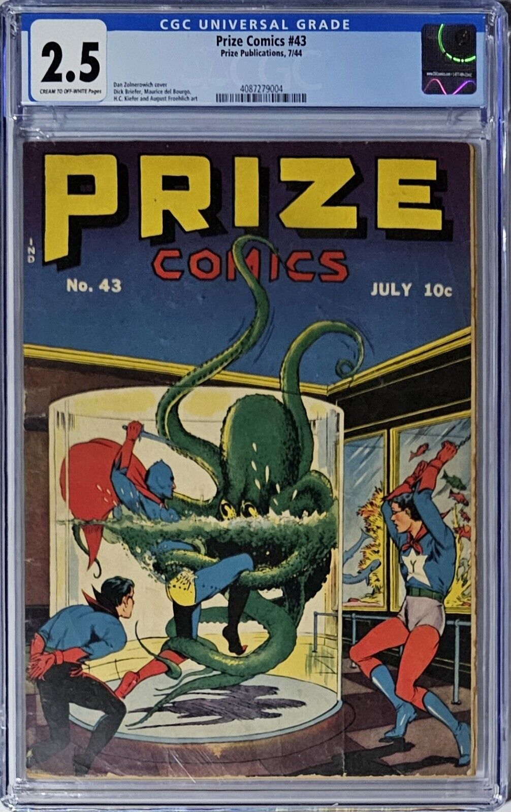 Prize Comics #43 CGC 2.5 1944 Scarce Golden Age Superhero
