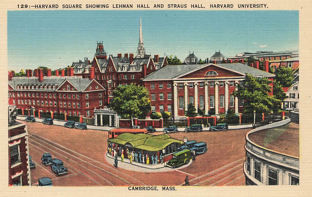 c1940s Aerial View Harvard Square Cars University Hall Cambridge MA P510