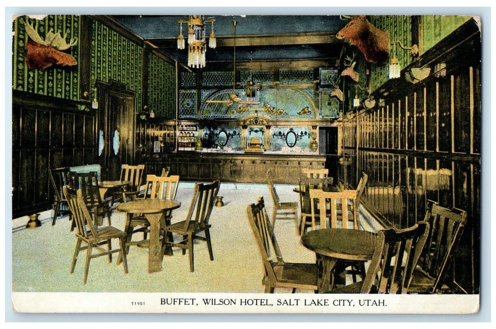 c1920\'s Buffet Wilson Hotel & Restaurant Interior Salt Lake City Utah Postcard