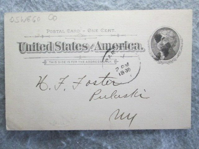 Antique 1896 Pulaski, New York Business Reply Postcard