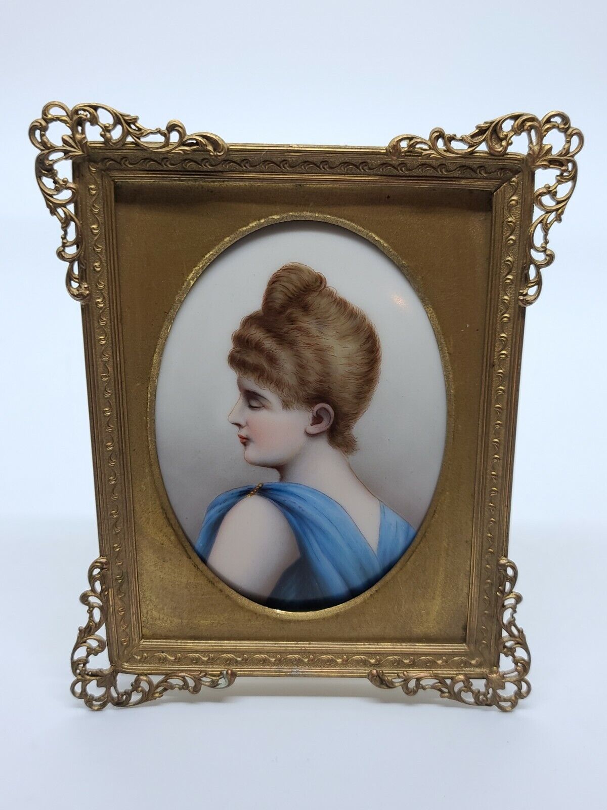 Antique 19th Century Victorian Beautiful Girl KPM Hand Painted Framed Porcelain