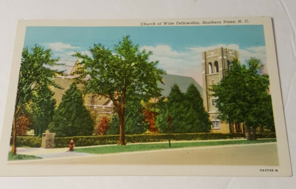 1940\'s postcard Community Congregational Church Wide Fellowship Southern Pines