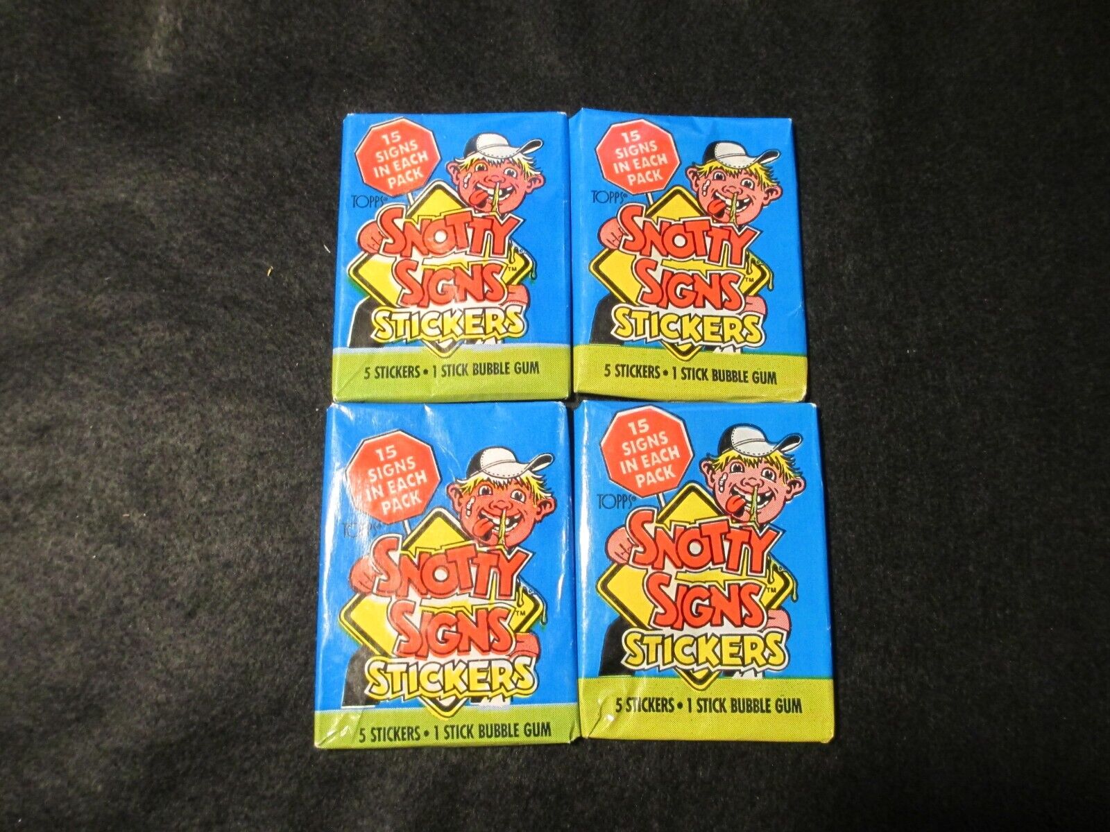 1986 Unopened Topps Snotty Signs Sticker Lot of 4 