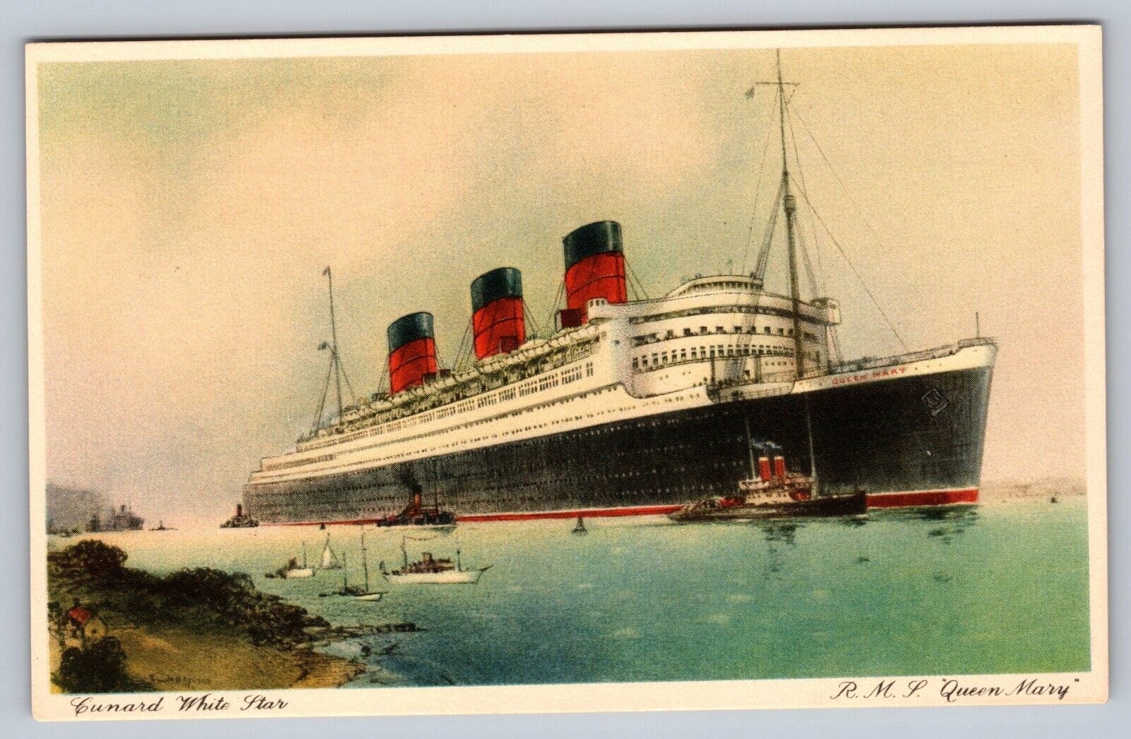Vintage R. M. S. Queen Mary Cunard White Star UnPosted Postcard