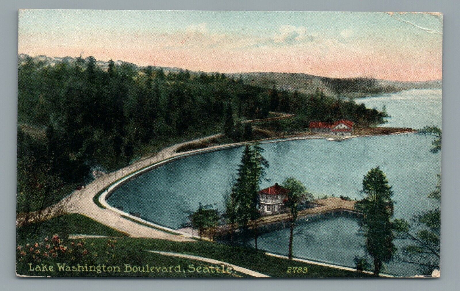 Lake Washington Boulevard Seattle Wa Antique Postcard Washington c1914