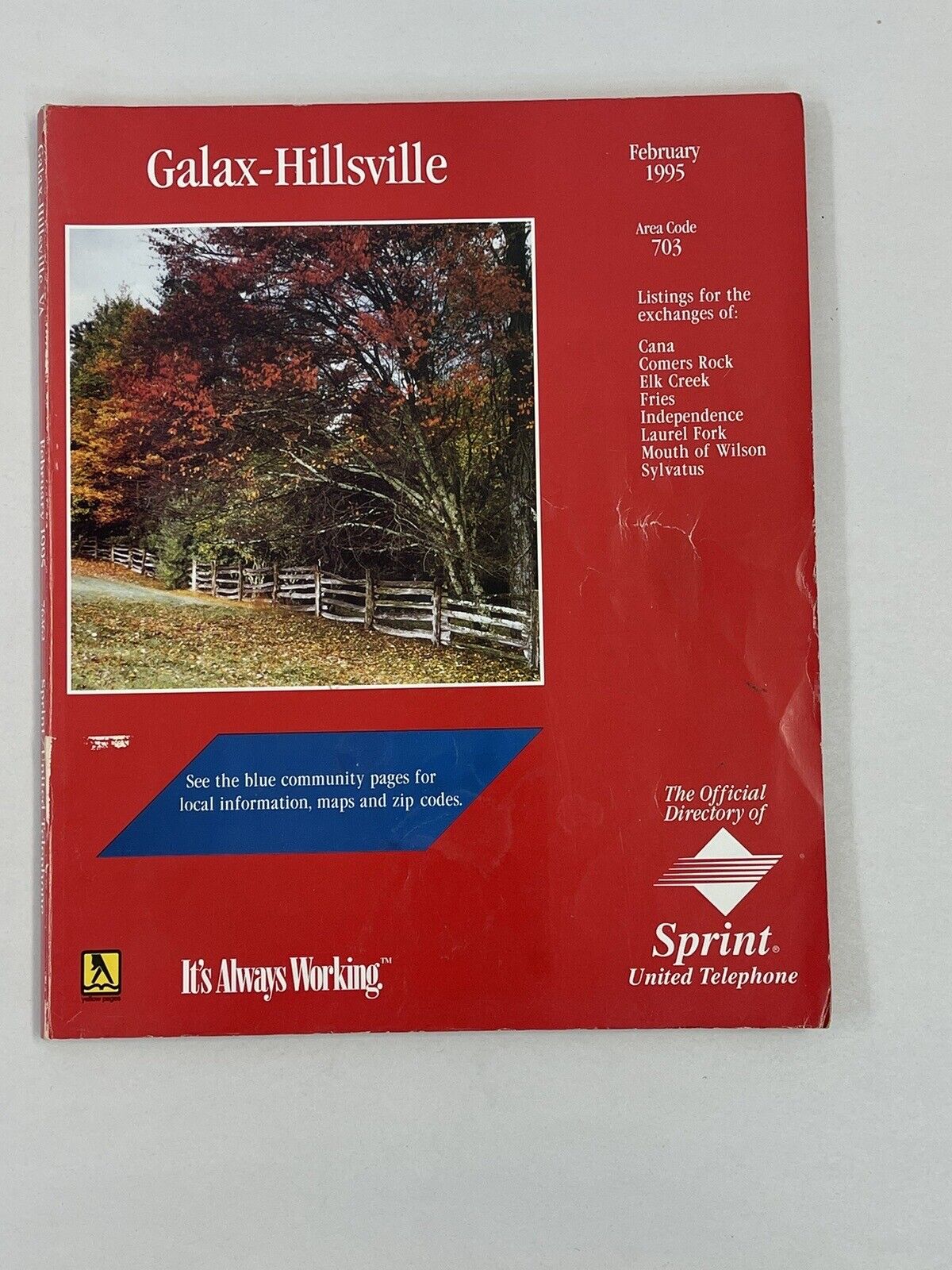 1995 Galax - Hillsville Va Telephone Directory Phone Book Carrol-Grayson County