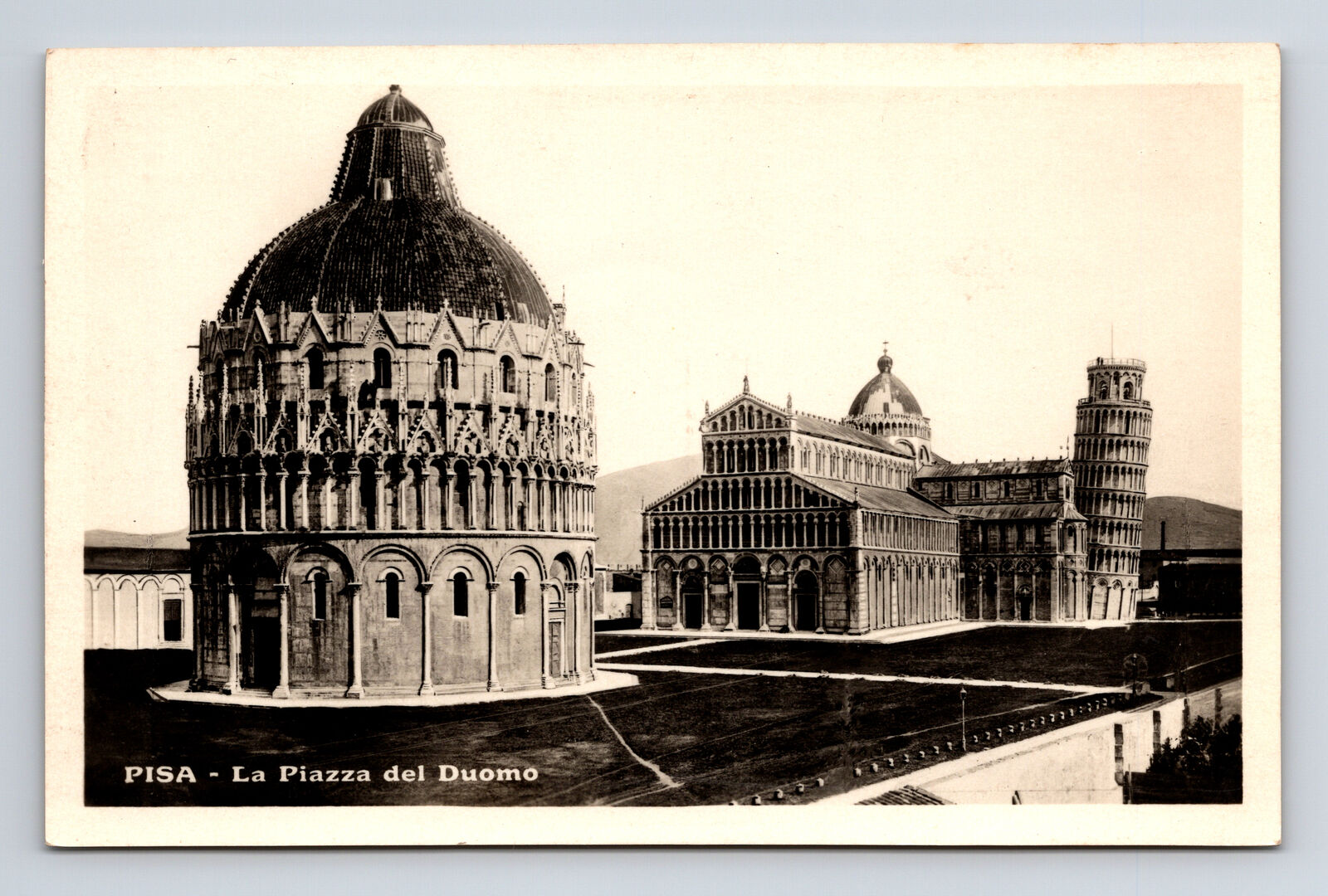 RPPC La Piazza del Duomo Cathedral Leaning Tower of Pisa Italy Postcard