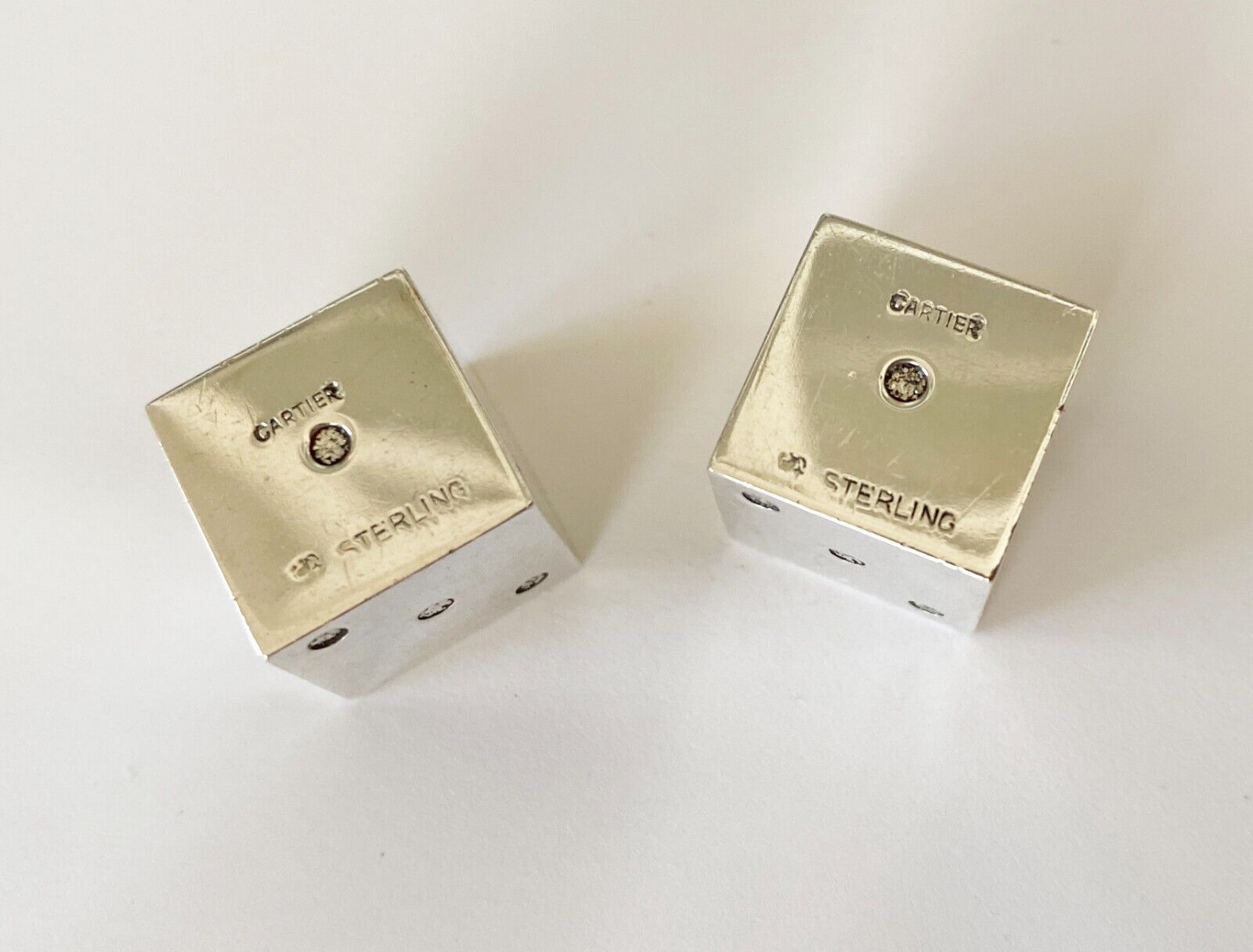RARE Cartier Pair of Sterling Silver Dice