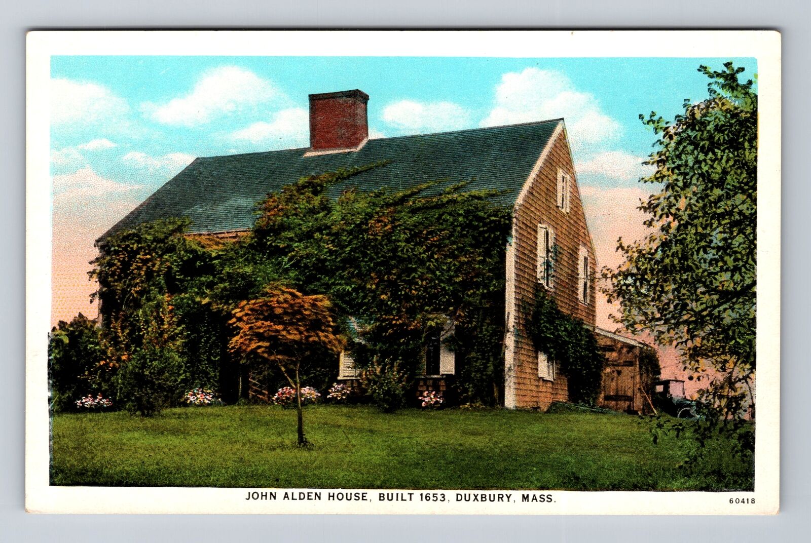 Duxbury MA-Massachusetts, John Alden House, Antique Souvenir Vintage Postcard