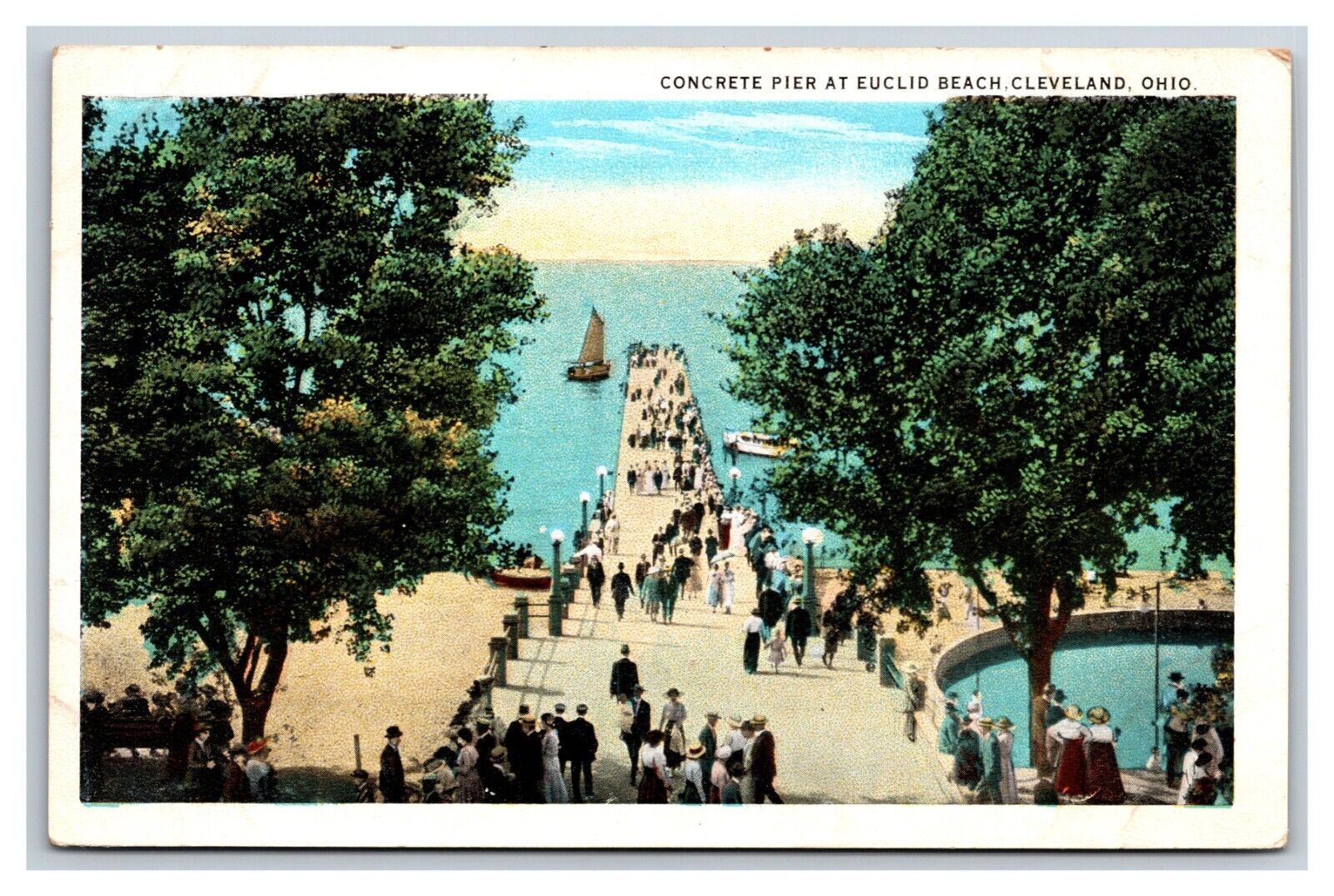 Concrete Pier Euclid Beach Park Cleveland Ohio OH UNP Unused WB Postcard H22