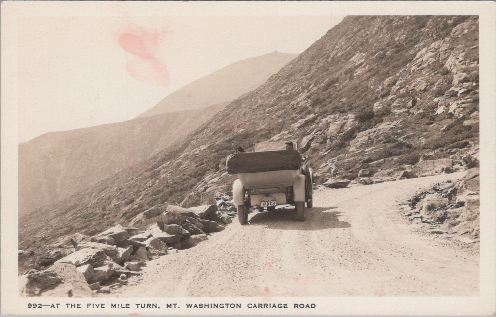 Old Car At the Five Mile Turn Mt.Washington Carriage Road RPPC Photo Postcard