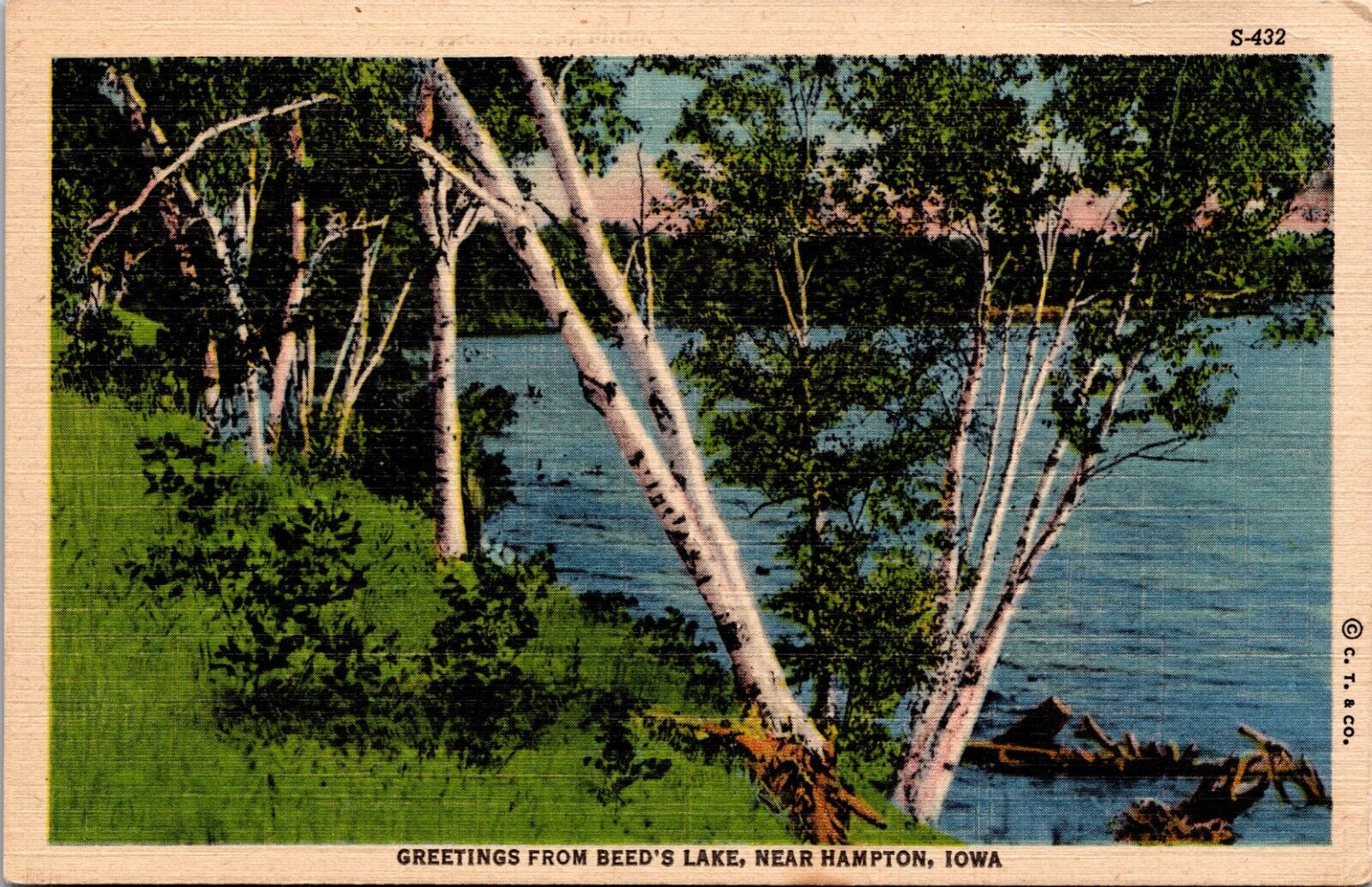Postcard Greetings from Beed\'s Lake, Near Hampton, Iowa - 1938