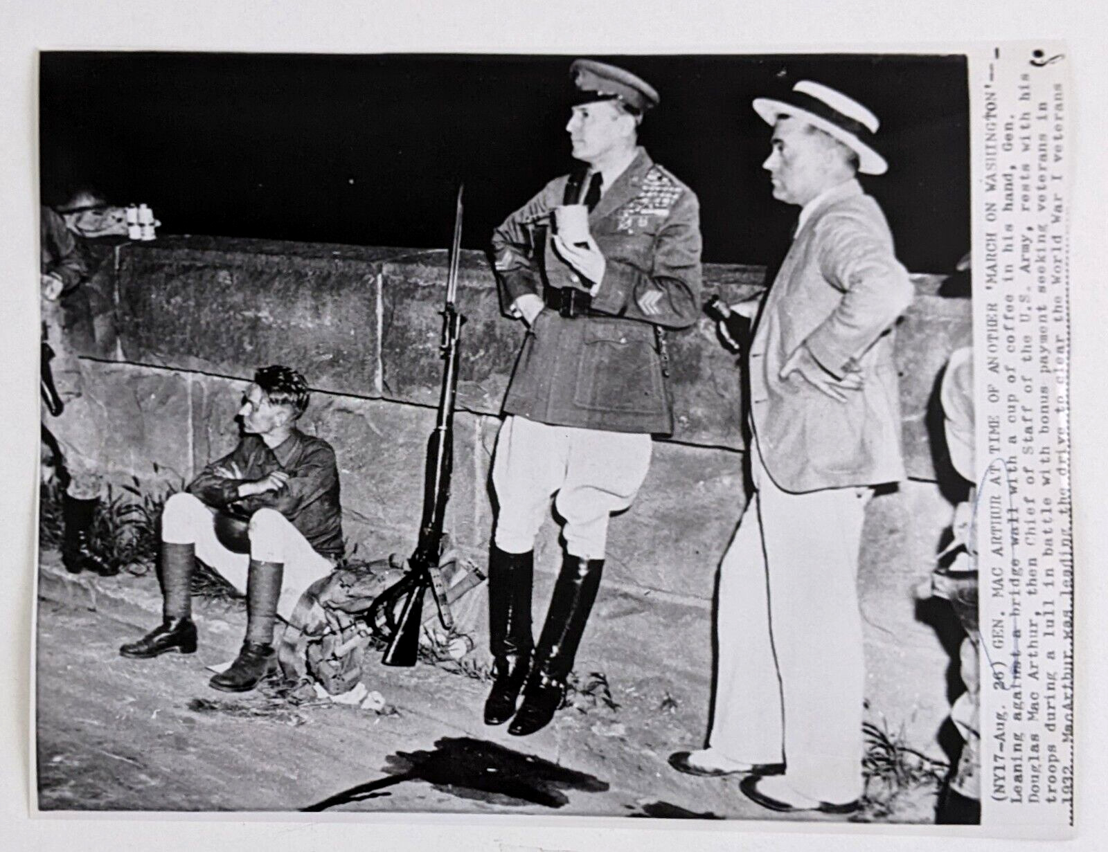 1963 REPRINT of 1932 Photo of General MacArthur Helping WWI Veterans Vintage