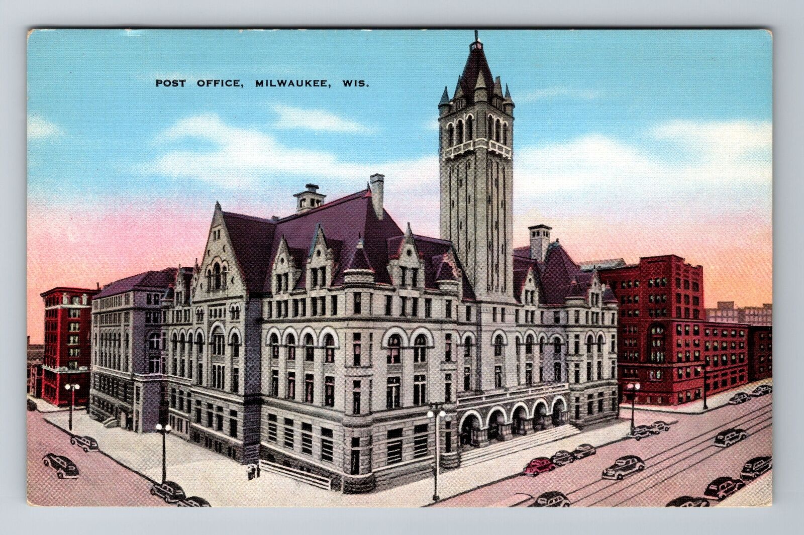 Milwaukee, WI-Wisconsin, Post Office Building Antique, Vintage Souvenir Postcard