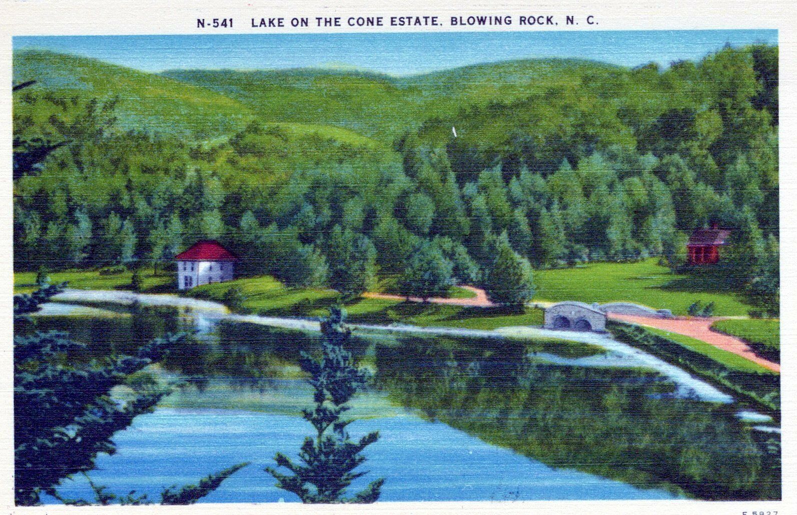 Lake On The Cone Estate Blowing Rock North Carolina Linen Vintage Postcard