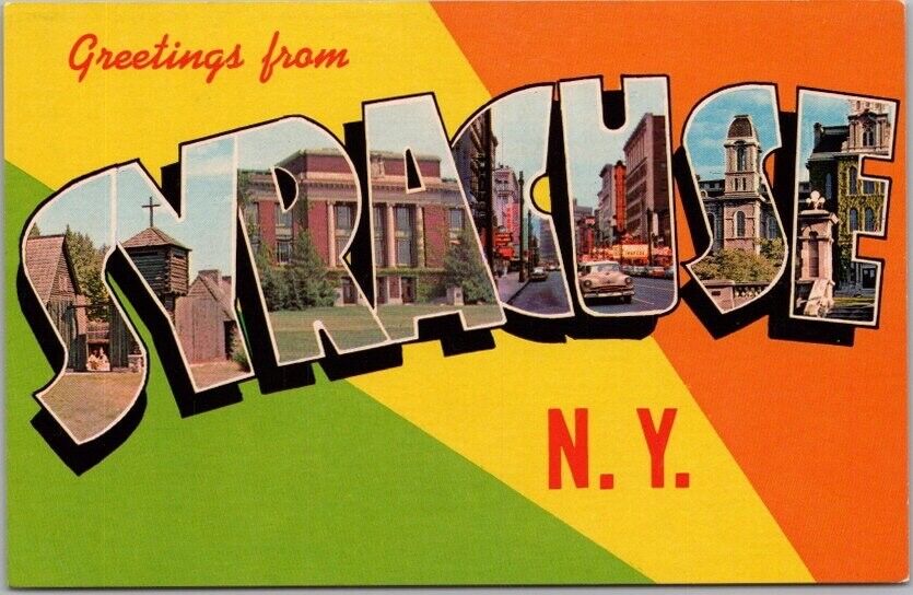 SYRACUSE, New York Large Letter Postcard Multi-View / Wm. Jubb CHROME / Unused