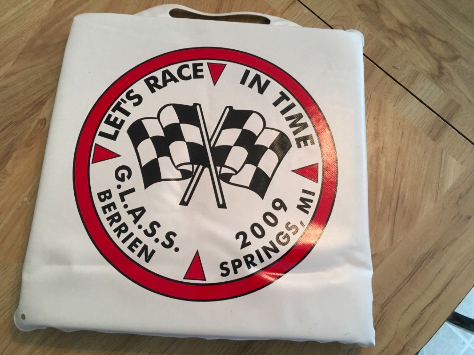 G.L.A.S.S. Let\'s Race In Time 2009 SEAT CUSHION Berrien Springs Michigan SPREE