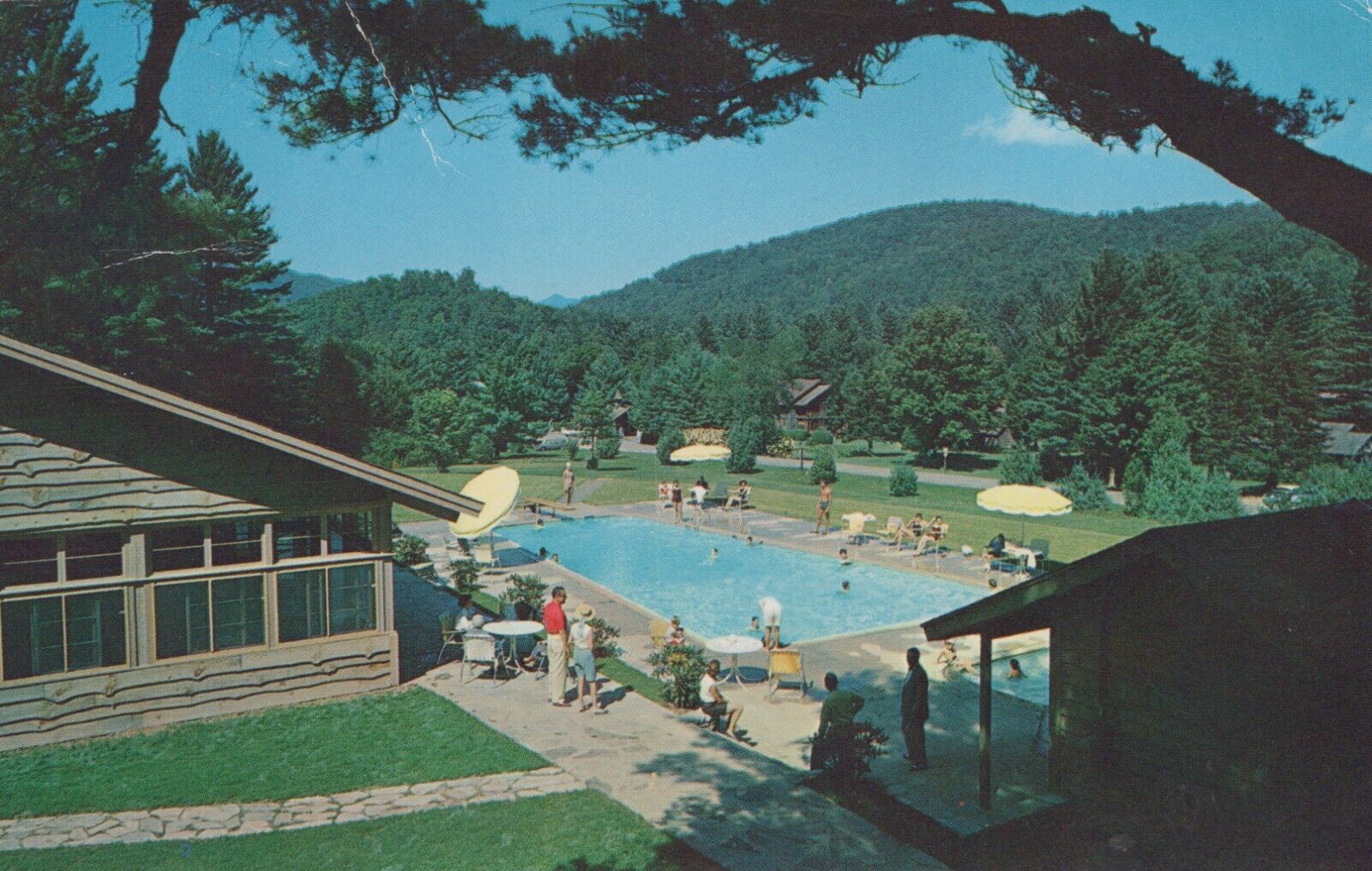 Swimming Pool And Rec Center Linville NC Posted Vintage Chrome Post Card