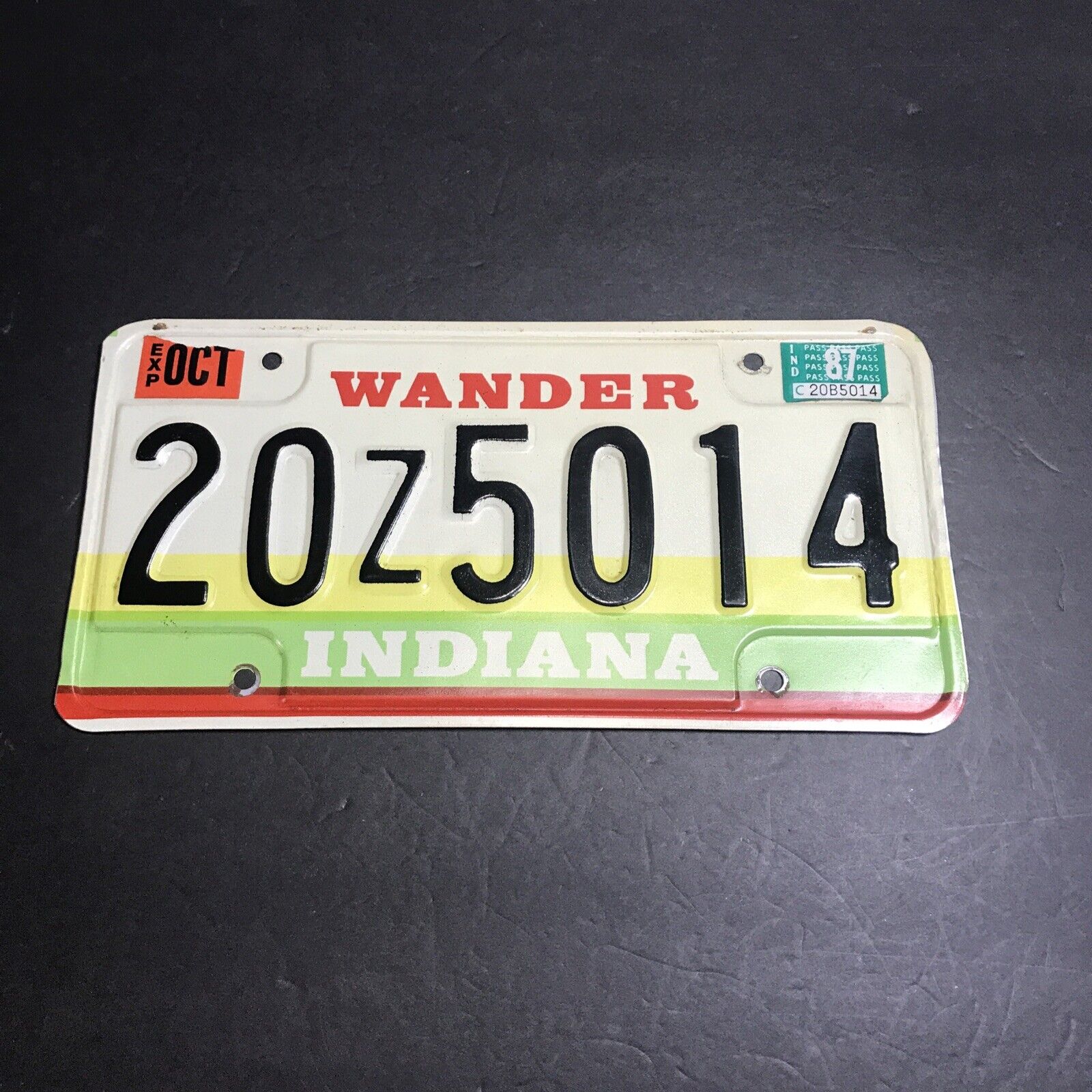 Indiana License Plate 1987 Elkhart County “Wander” 20Z5014
