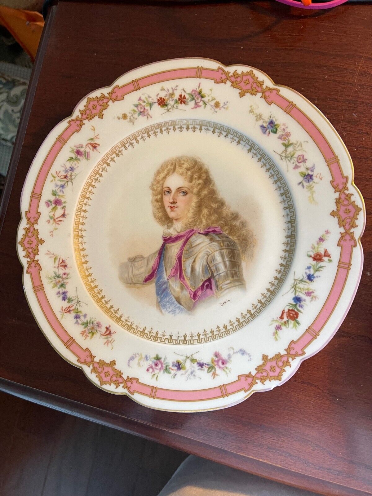 Antique porcelain plate by Sevres of France of Duc de Bourgoque