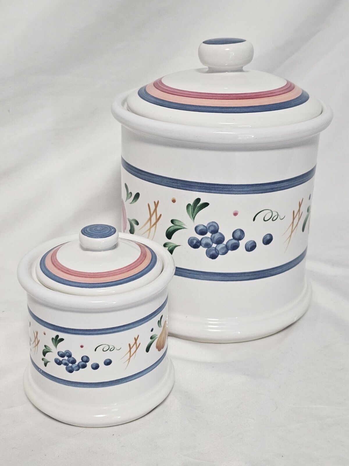 Vintage Kitchen Containers Ceramic Hand Painted Storage Jar Cottagecore 
