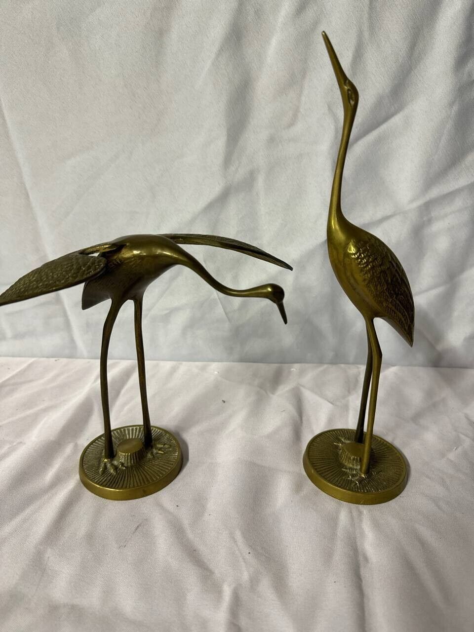 Vintage Metal Crane Statues Set of 2 13\