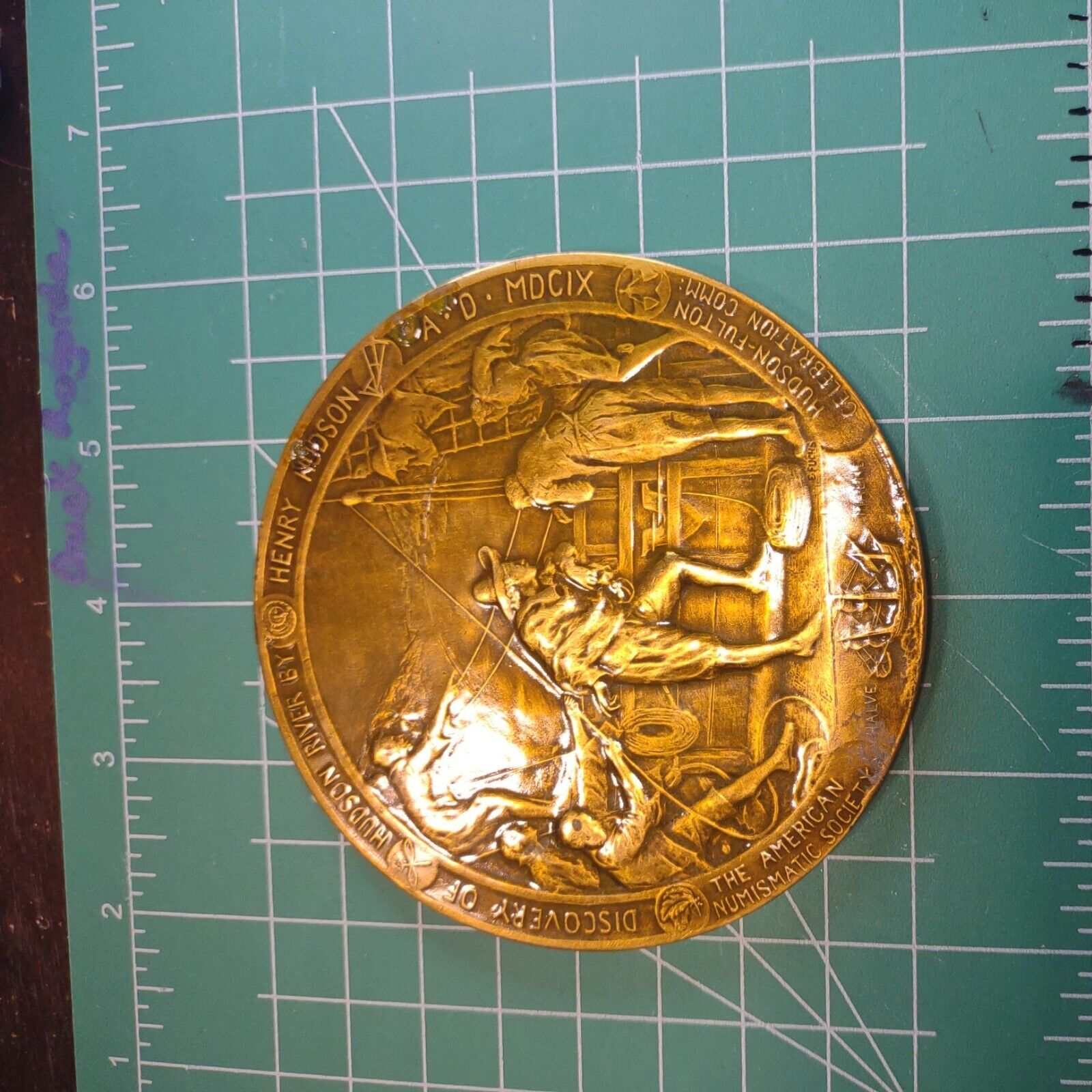 1909 Hudson Fulton Commemorative ANS American Numismatic Society Bronze Medal 