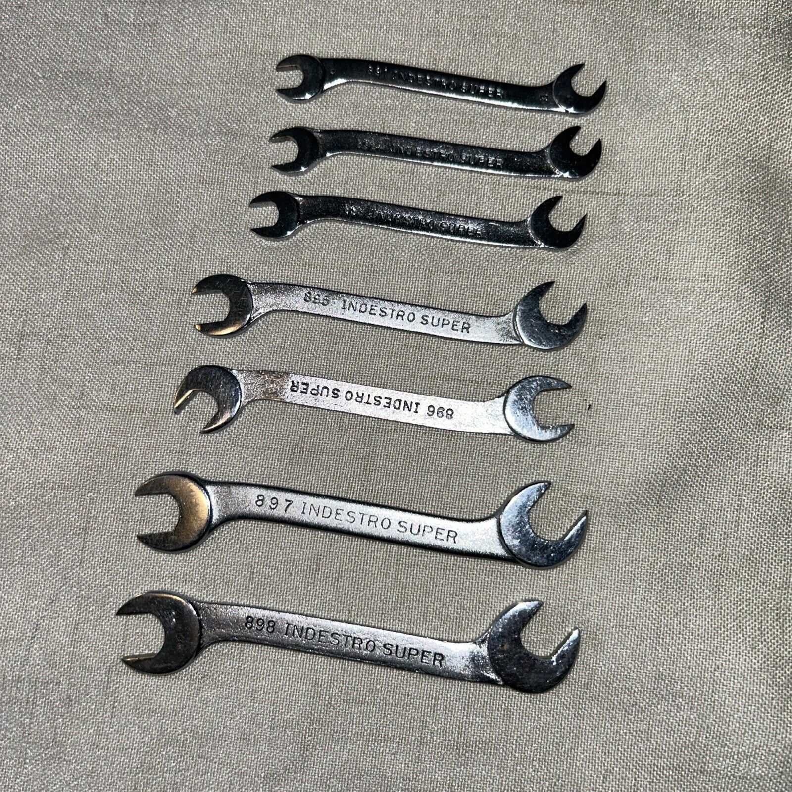 Vintage INDESTRO Super Combination Wrench Set 800 Series USA Lot of 7